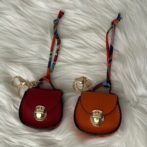Red or Orange Mini Crossbody Bag charm with Gold Accents ( Pick one)